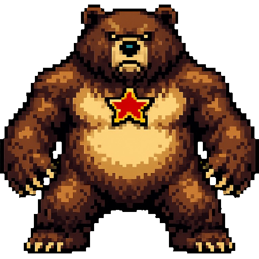 Eight-bit Russian bear end boss